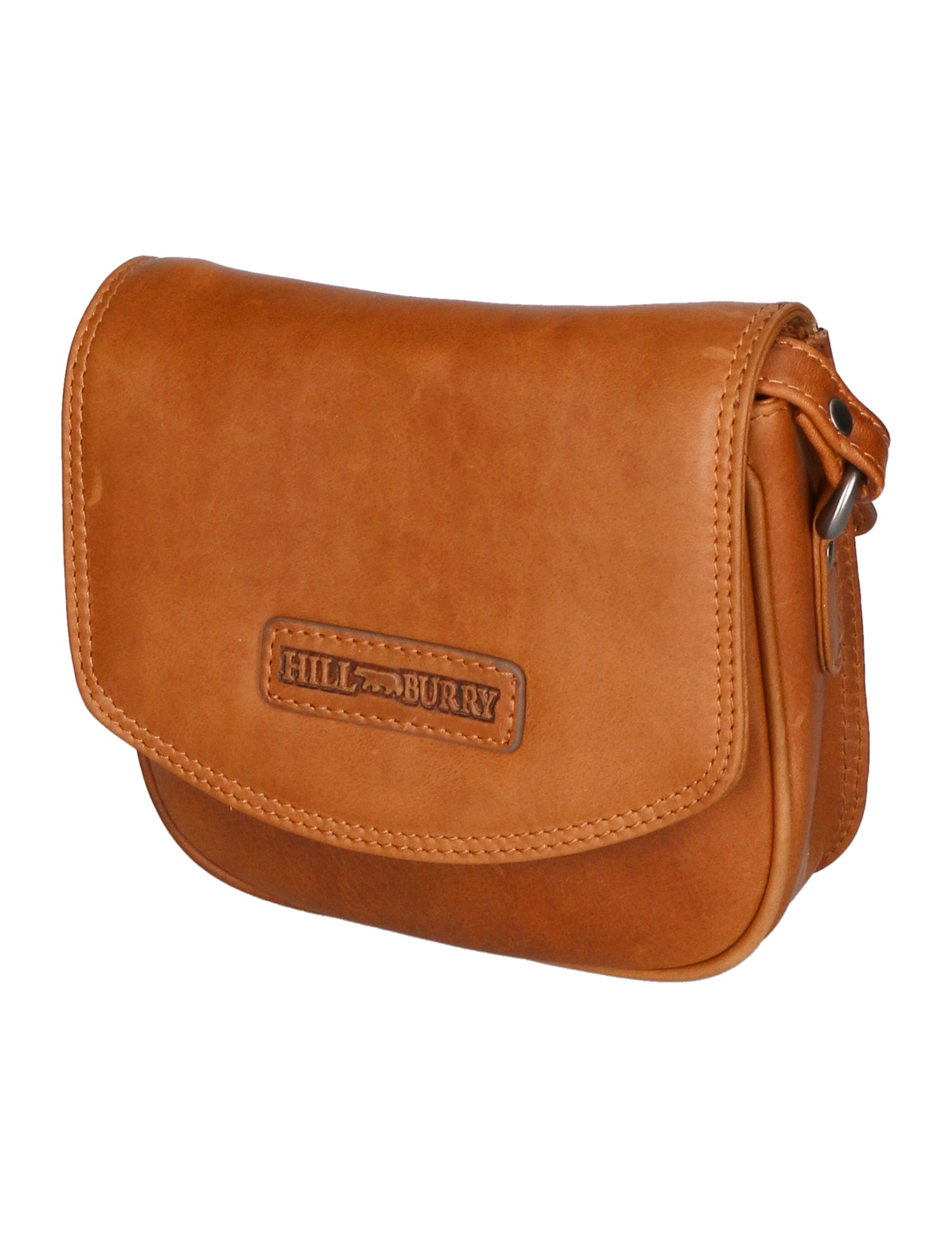 Borsa a tracolla da uomo in vera pelle RFID HILB-871-COGNAC CUOIO Hill Burry