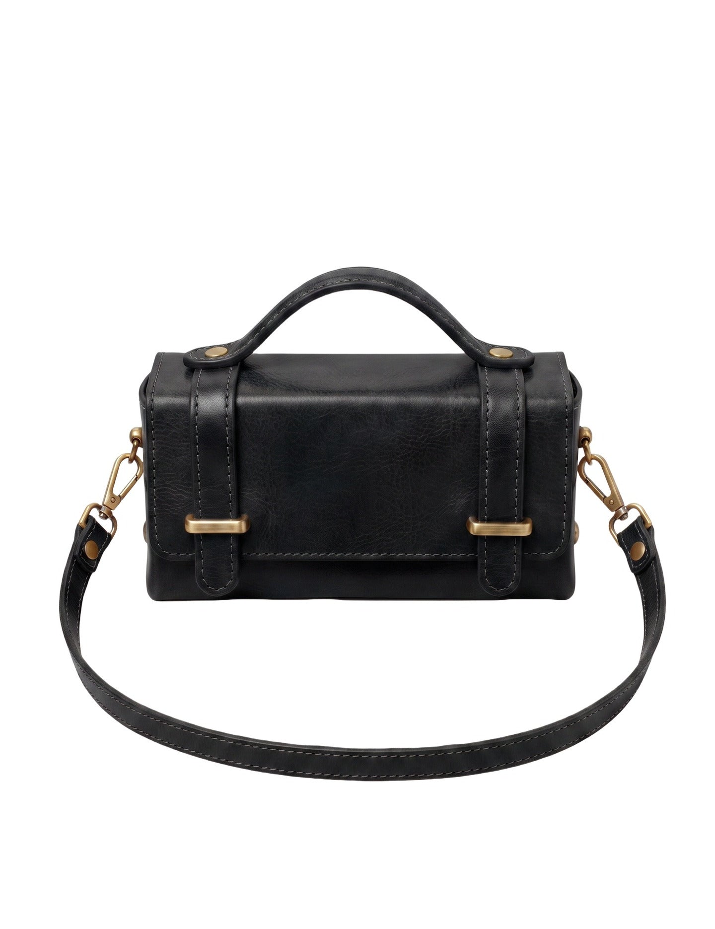 Borsa a Tracolla in Vera Pelle Nero