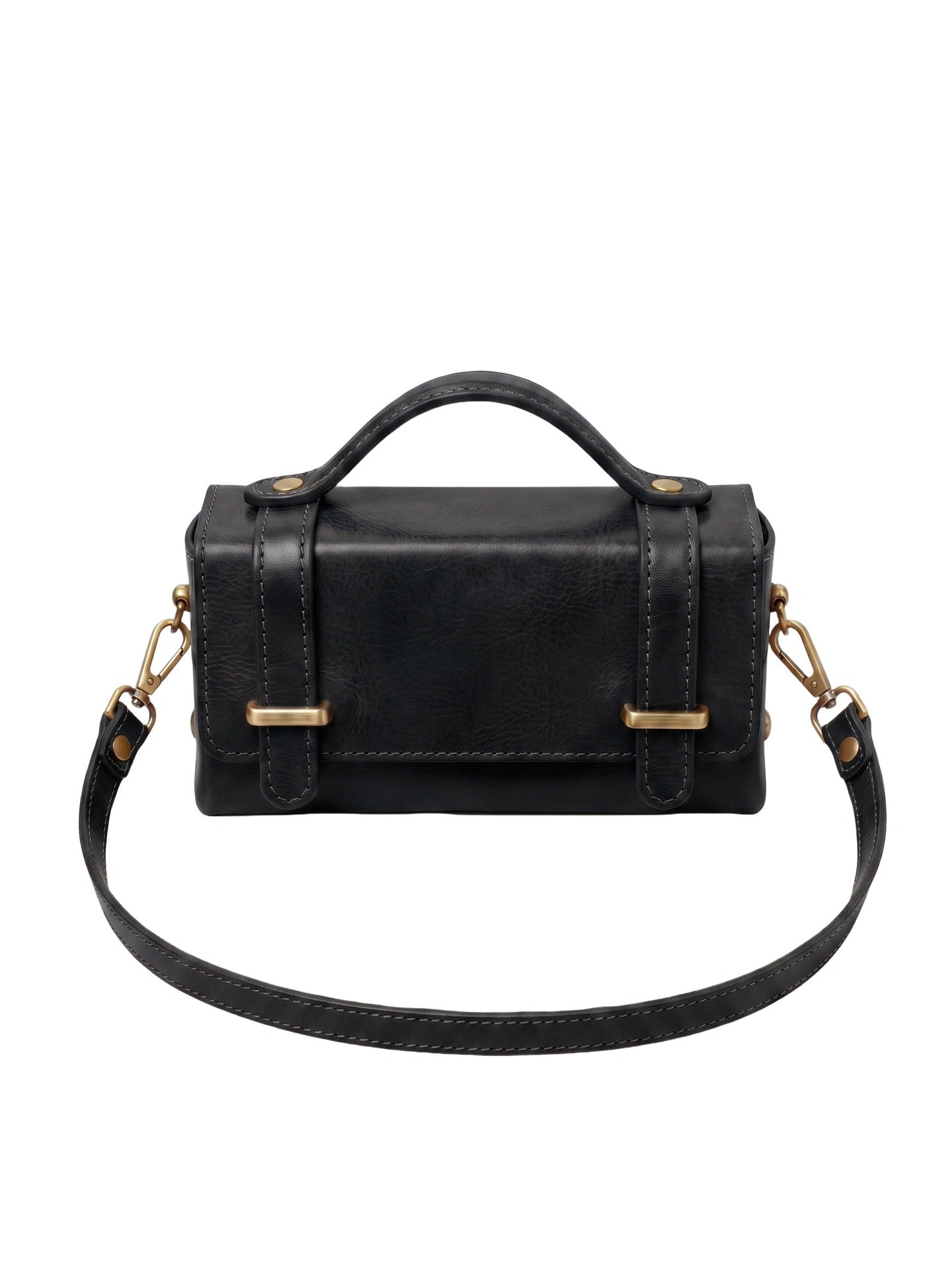 Borsa a Tracolla in Vera Pelle Nero