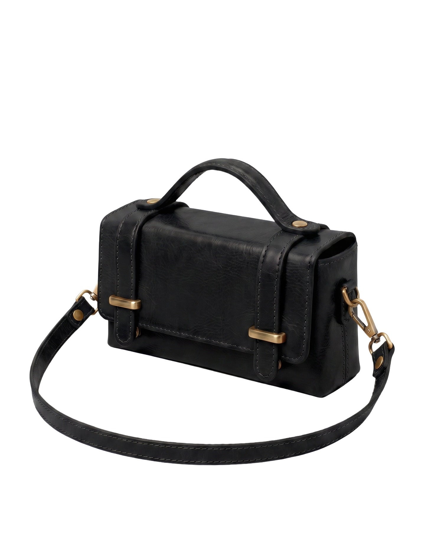 Borsa a Tracolla in Vera Pelle Nero