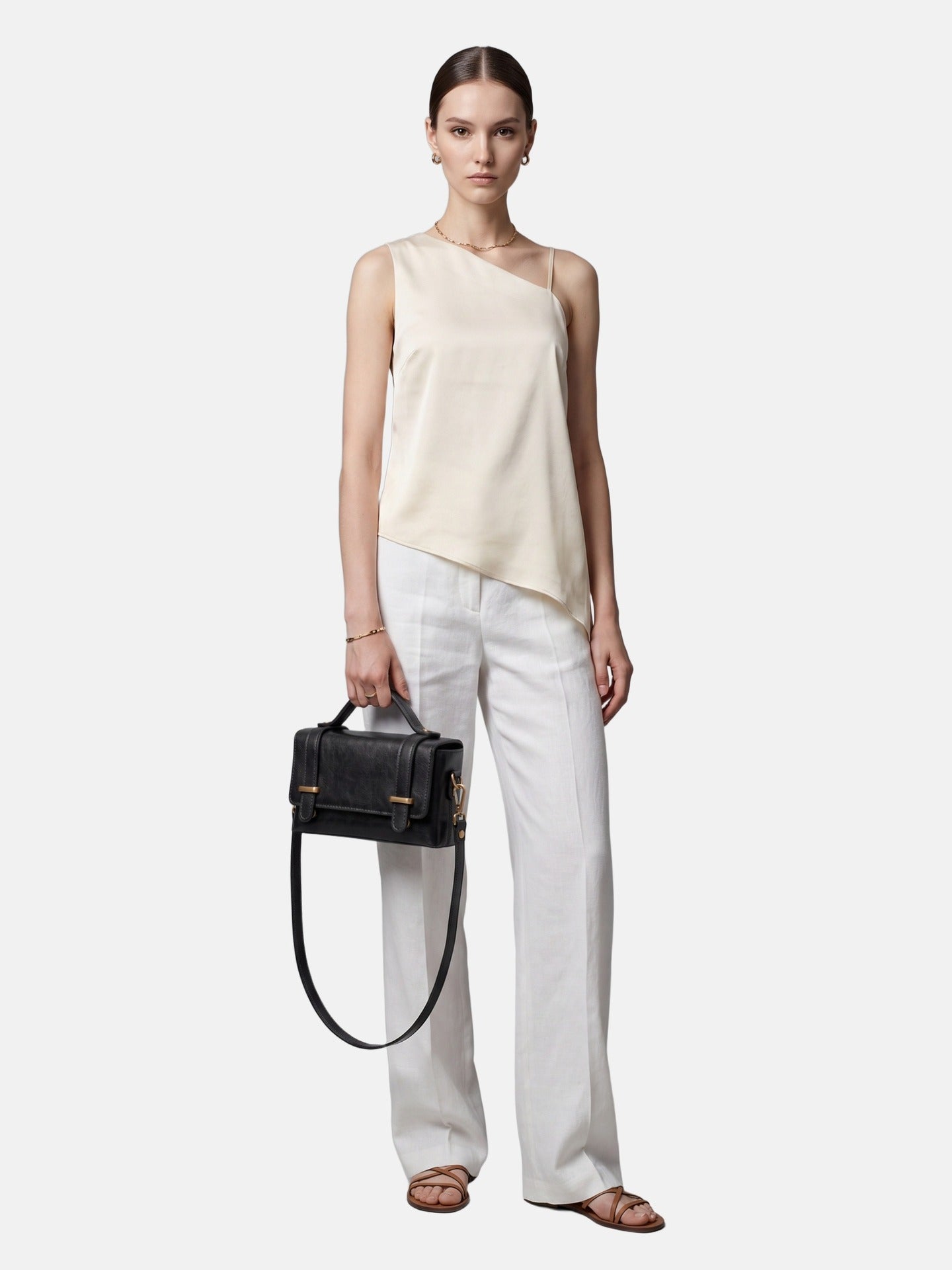 Borsa a Tracolla in Vera Pelle Nero