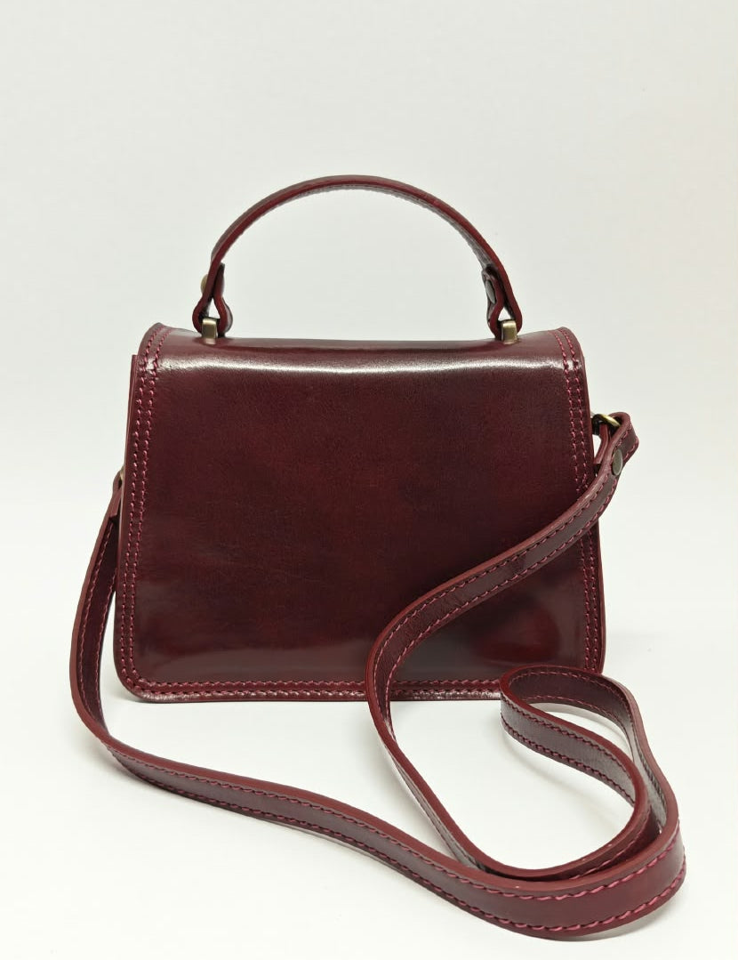 Borsa a Mano in Vera Pelle Bordeaux