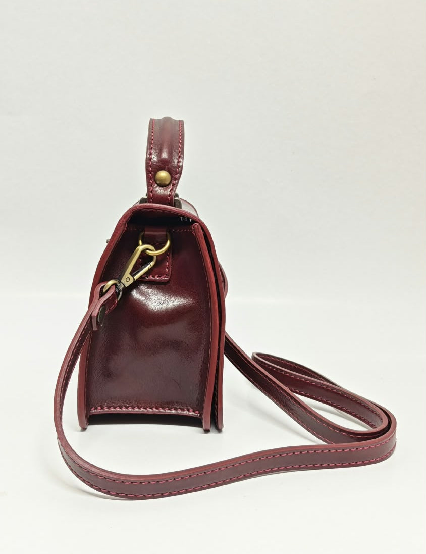 Borsa a Mano in Vera Pelle Bordeaux