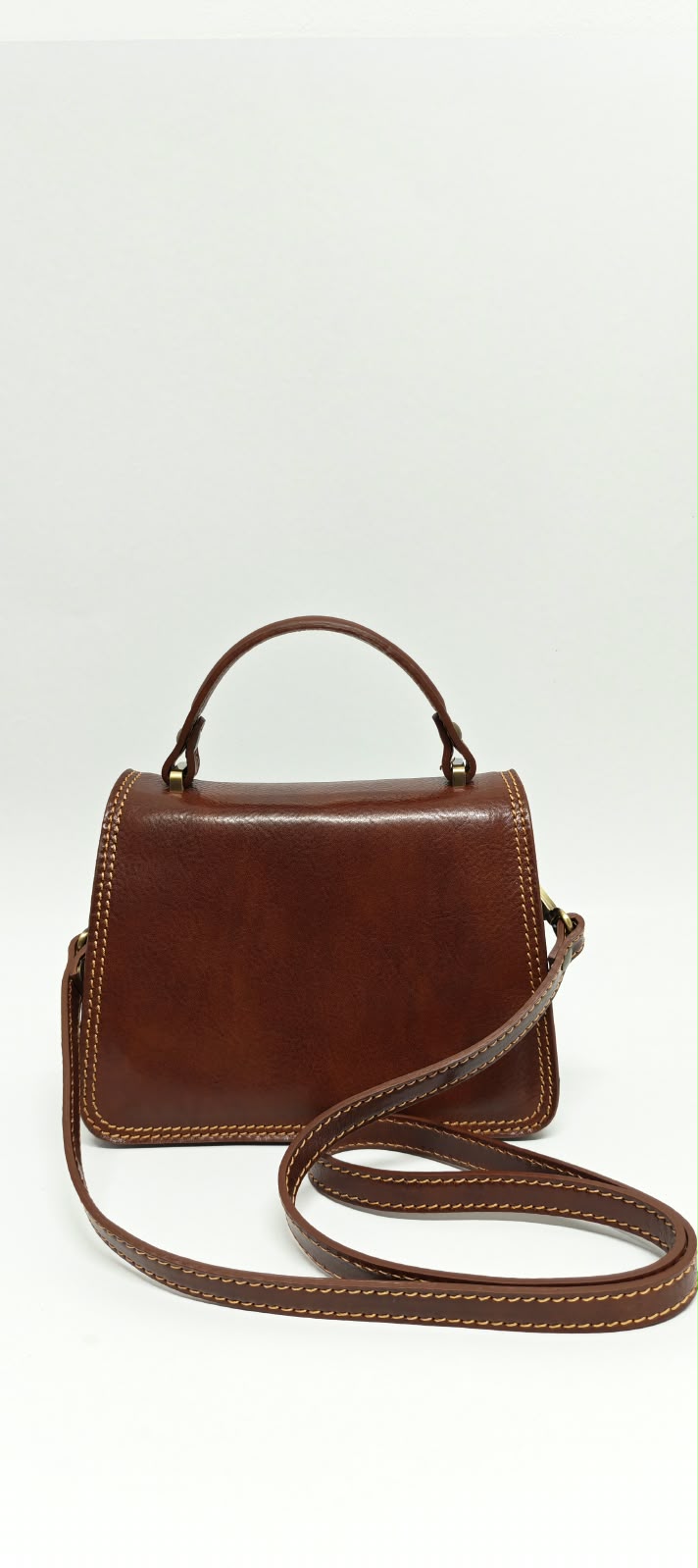 Borsa a Mano in Vera Pelle Marrone