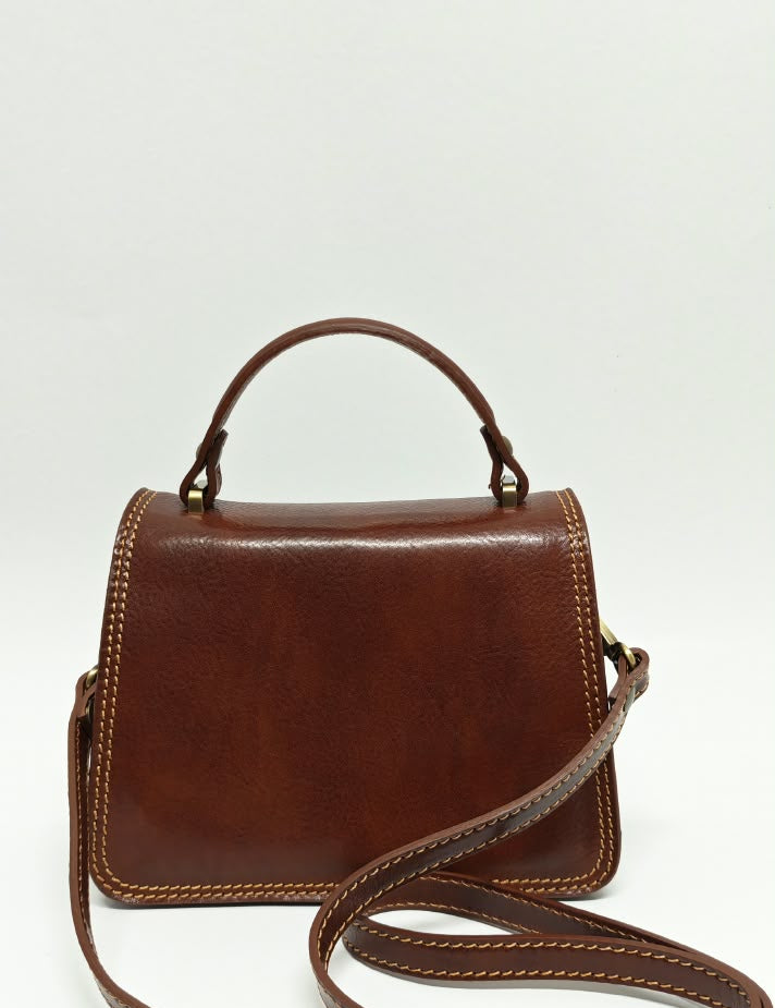 Borsa a Mano in Vera Pelle Marrone