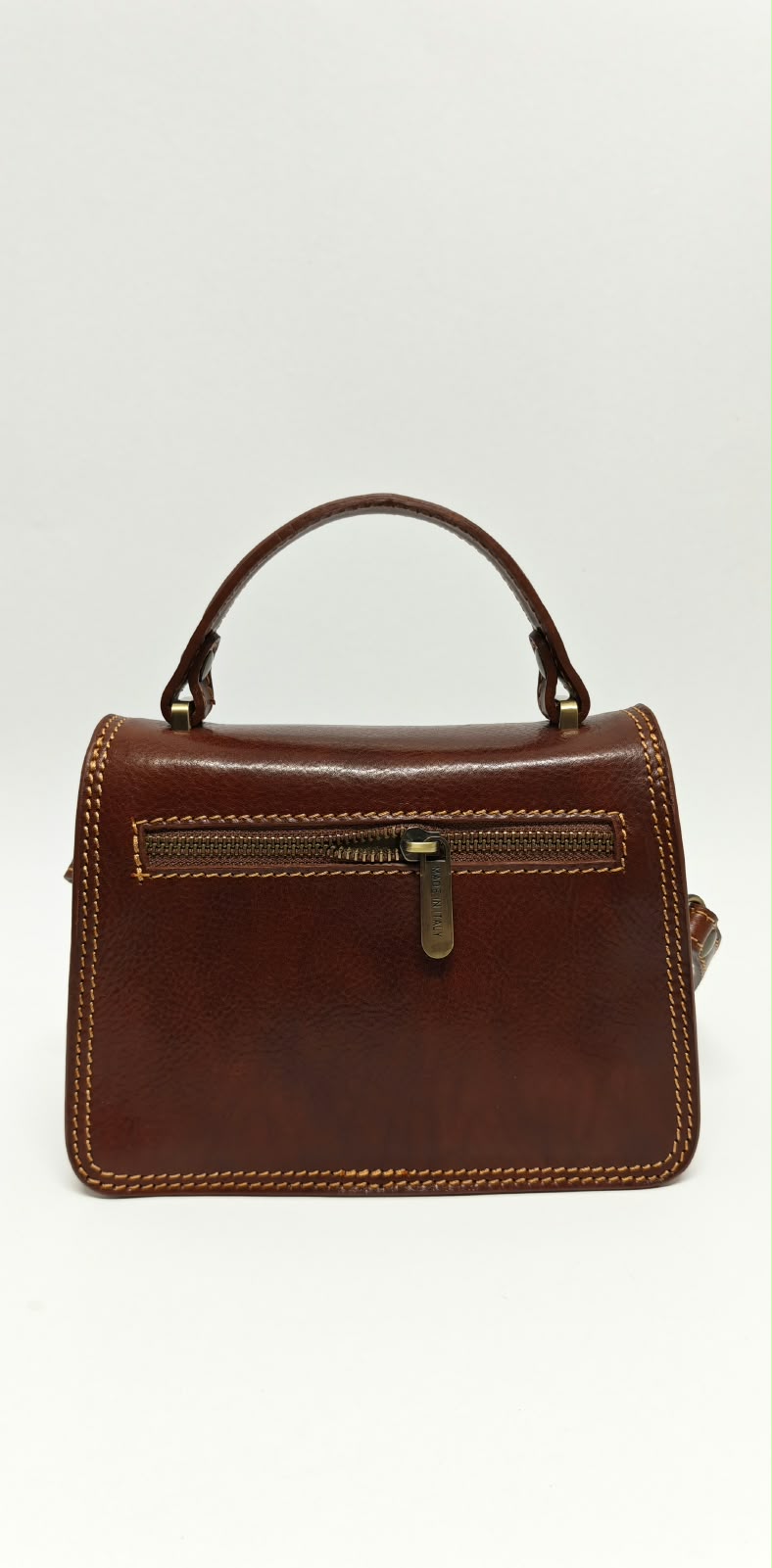 Borsa a Mano in Vera Pelle Marrone