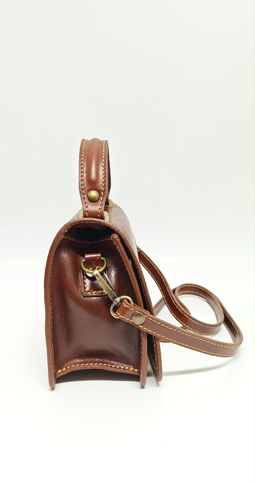 Borsa a Mano in Vera Pelle Marrone