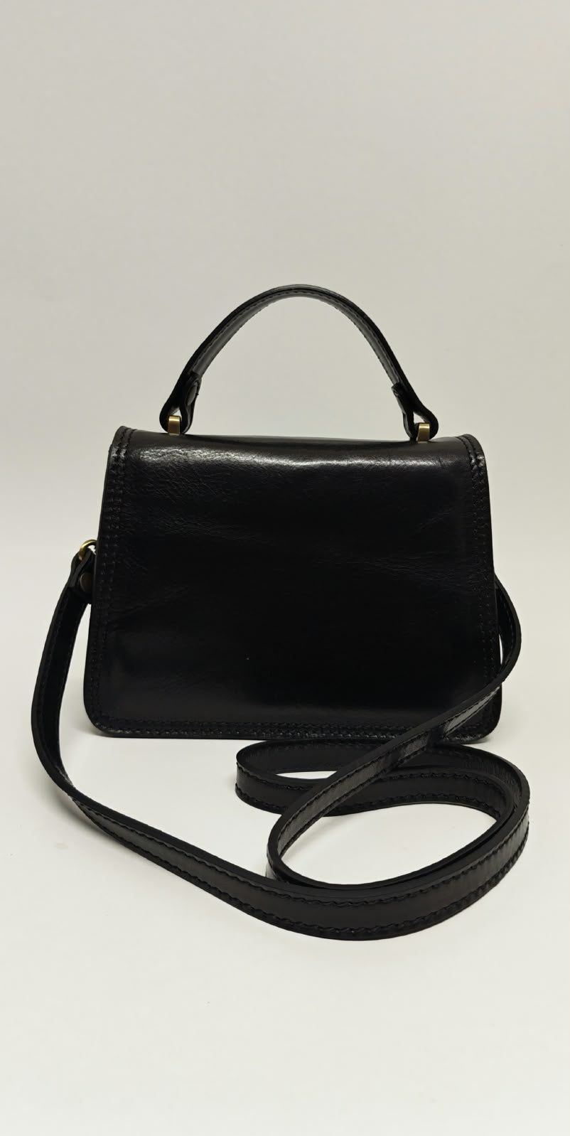 Borsa a Mano in Vera Pelle Nero