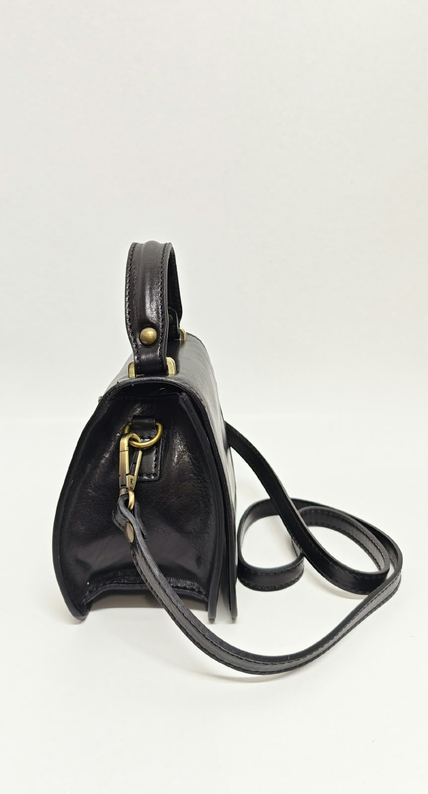 Borsa a Mano in Vera Pelle Nero