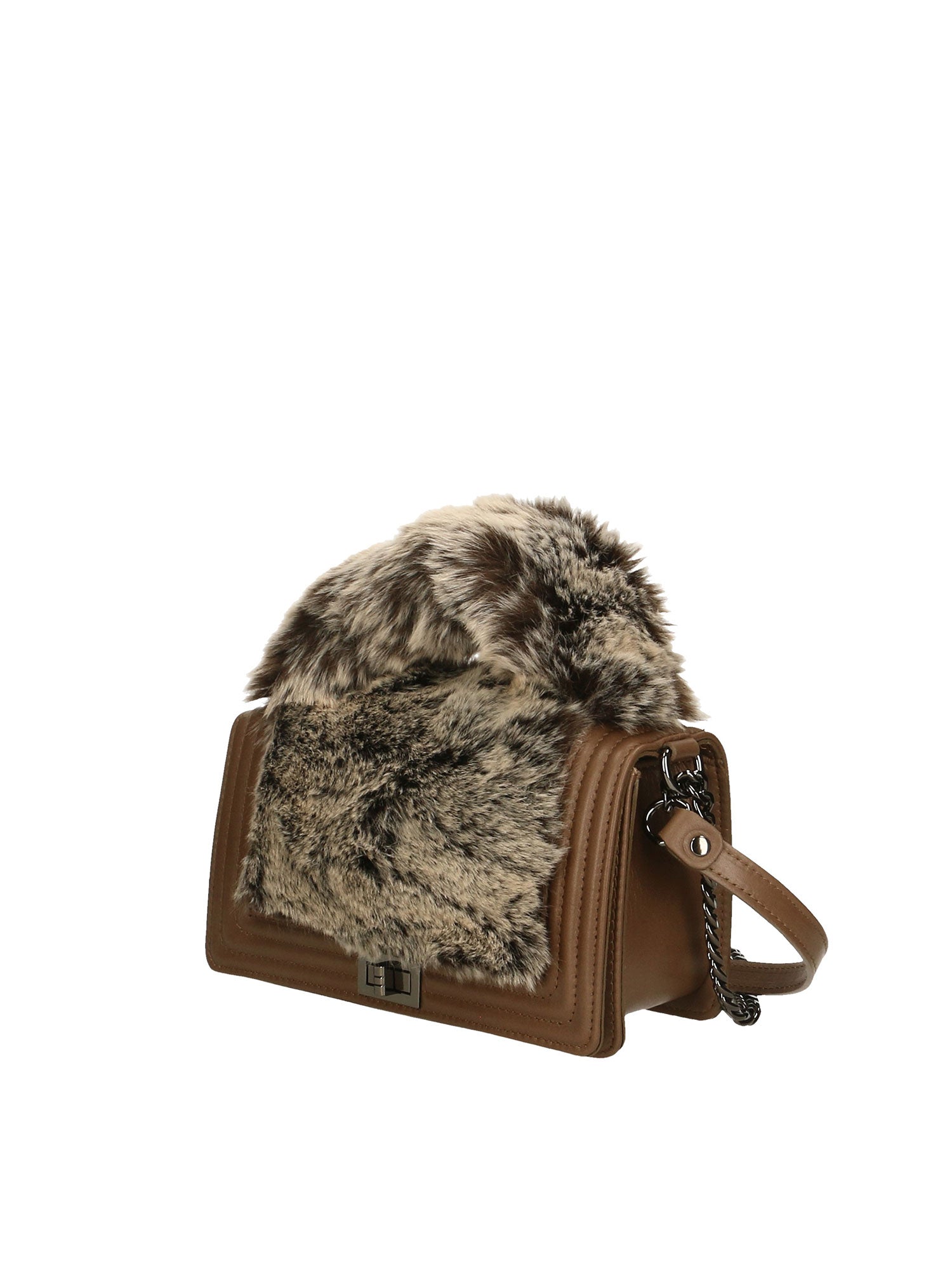 Silvana Pro Borsa a tracolla donna Vera pelle + Calfhair 6599-TAUPE Gave Lux