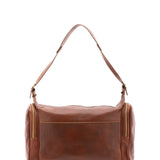 Borsa da viaggio unisex in vera pelle 100% cotone 4037-MARRONE Alessia Firenze