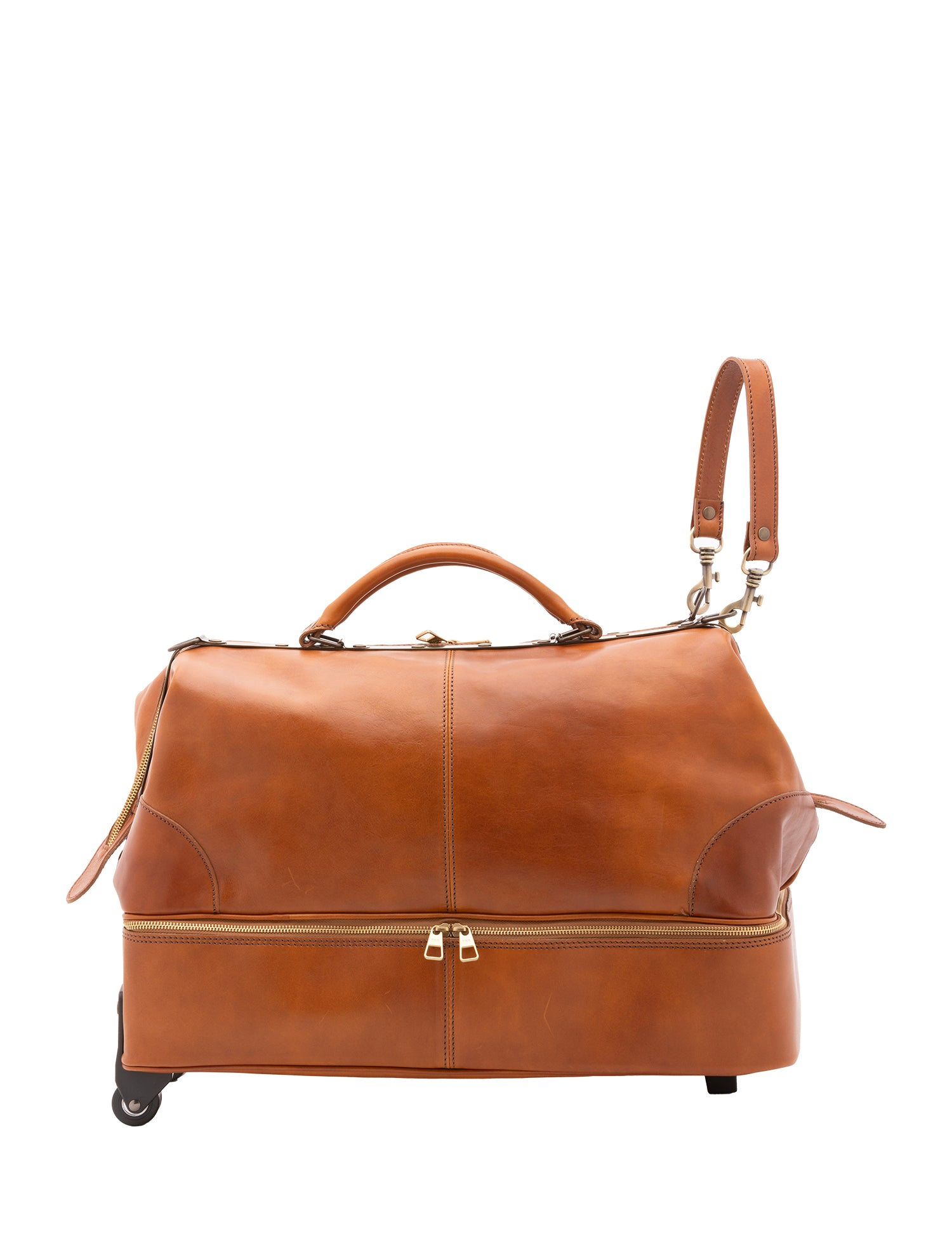Borsa da viaggio unisex in vera pelle Made in Italy 4084-MIELE Alessia Firenze