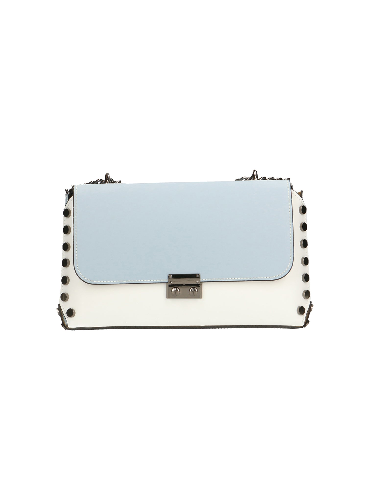 Vera pelle 8641-BIANCO+CIELO Borsa a tracolla da donna Evanthe Pro Gave Lux
