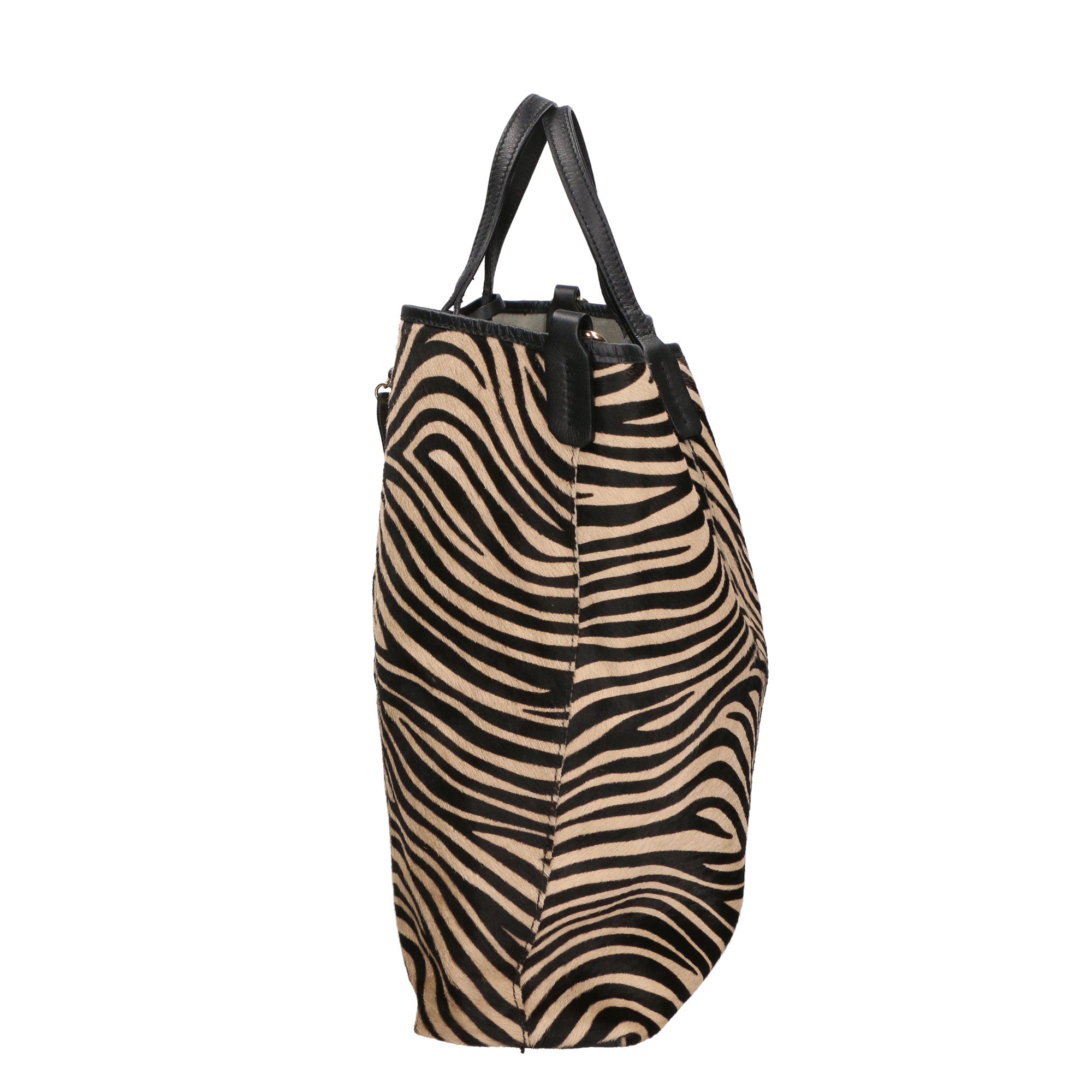 Borsa a mano da donna Vera pelle MYB-6037-FW-ZEBRA NERO CUOIO My Best Bag