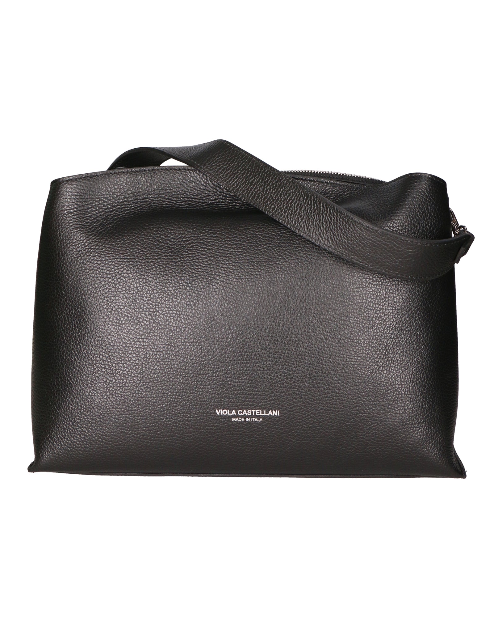 Borsa a spalla da donna Made in Italy Vera pelle 01101-D28 NERO Viola Castellani