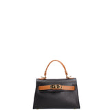 Borsa a mano da donna 100% vera pelle 07221-D28 NERO+D44 CUOIO Roberta Rossi