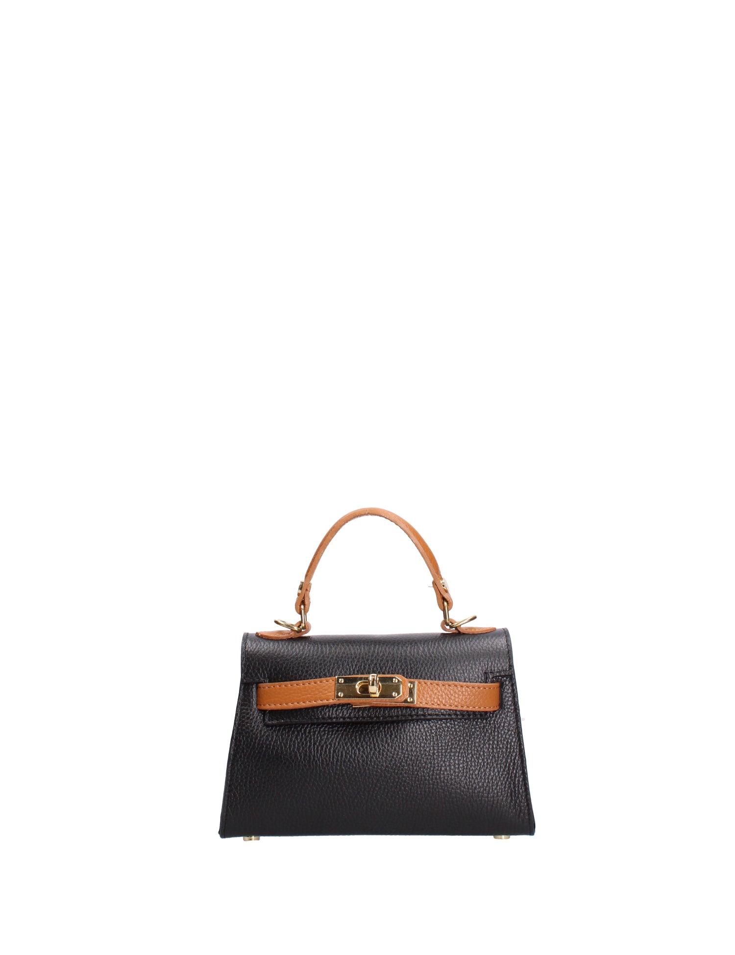 Borsa a mano da donna 100% vera pelle 07221-D28 NERO+D44 CUOIO Roberta Rossi