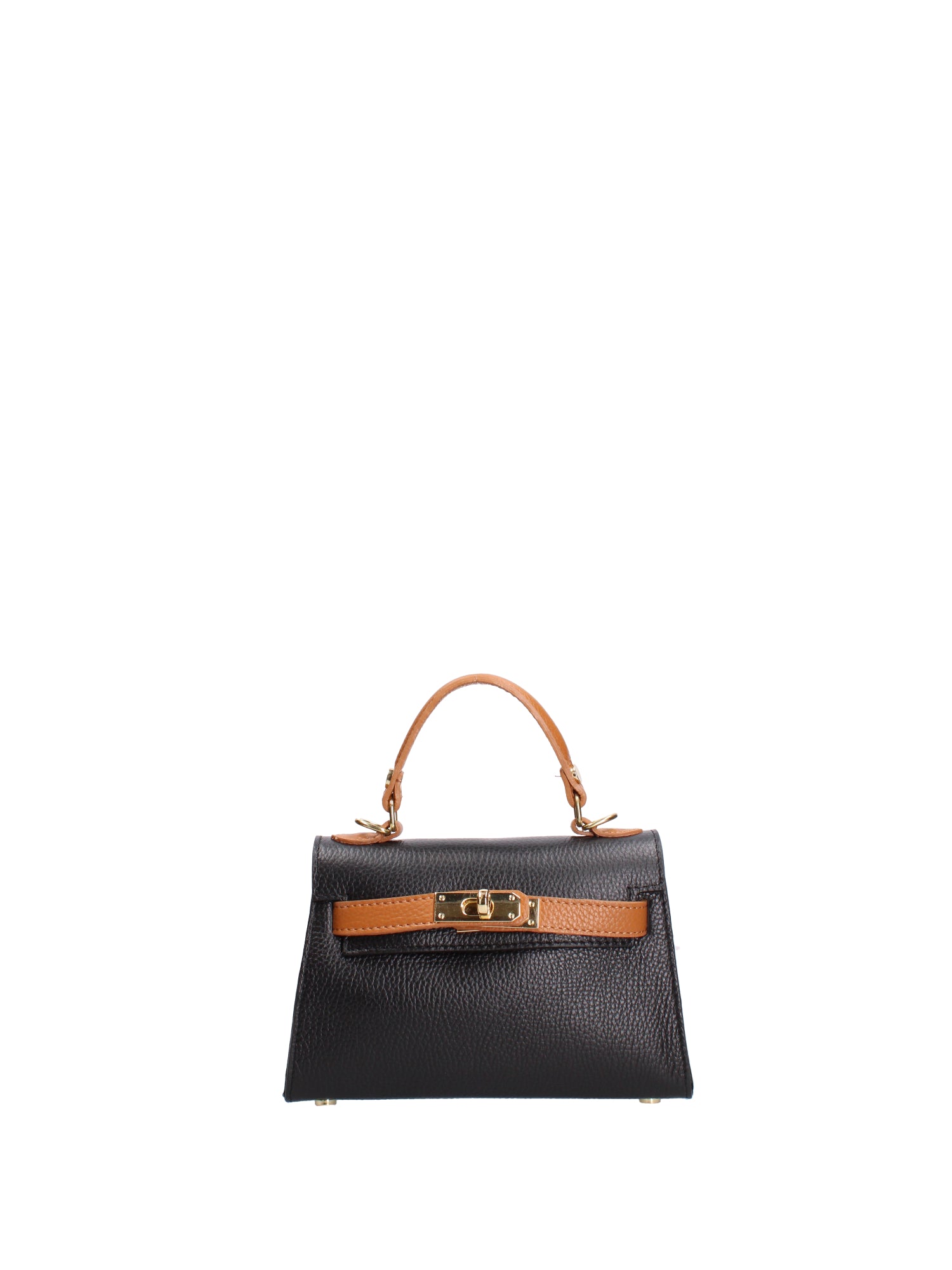 Borsa a mano da donna 100% vera pelle 07221-D28 NERO+D44 CUOIO Roberta Rossi