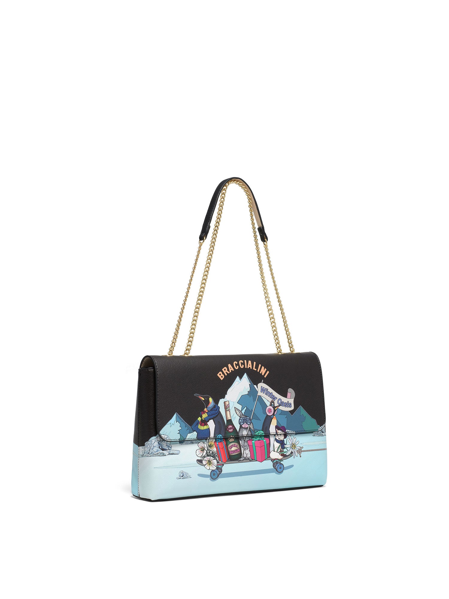 Nevada Borsa a spalla da donna 100% poliuretano B16852-NERO Braccialini