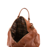 Borsa da viaggio unisex in vera pelle 100% cotone 4046-MIELE Alessia Firenze