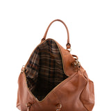 Borsa da viaggio unisex in vera pelle 100% cotone 4046-MIELE Alessia Firenze