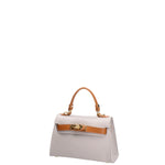 Borsa a mano da donna 100% vera pelle 07221-D86 GRIGIO CHIARO+D44 CUOIO Roberta Rossi