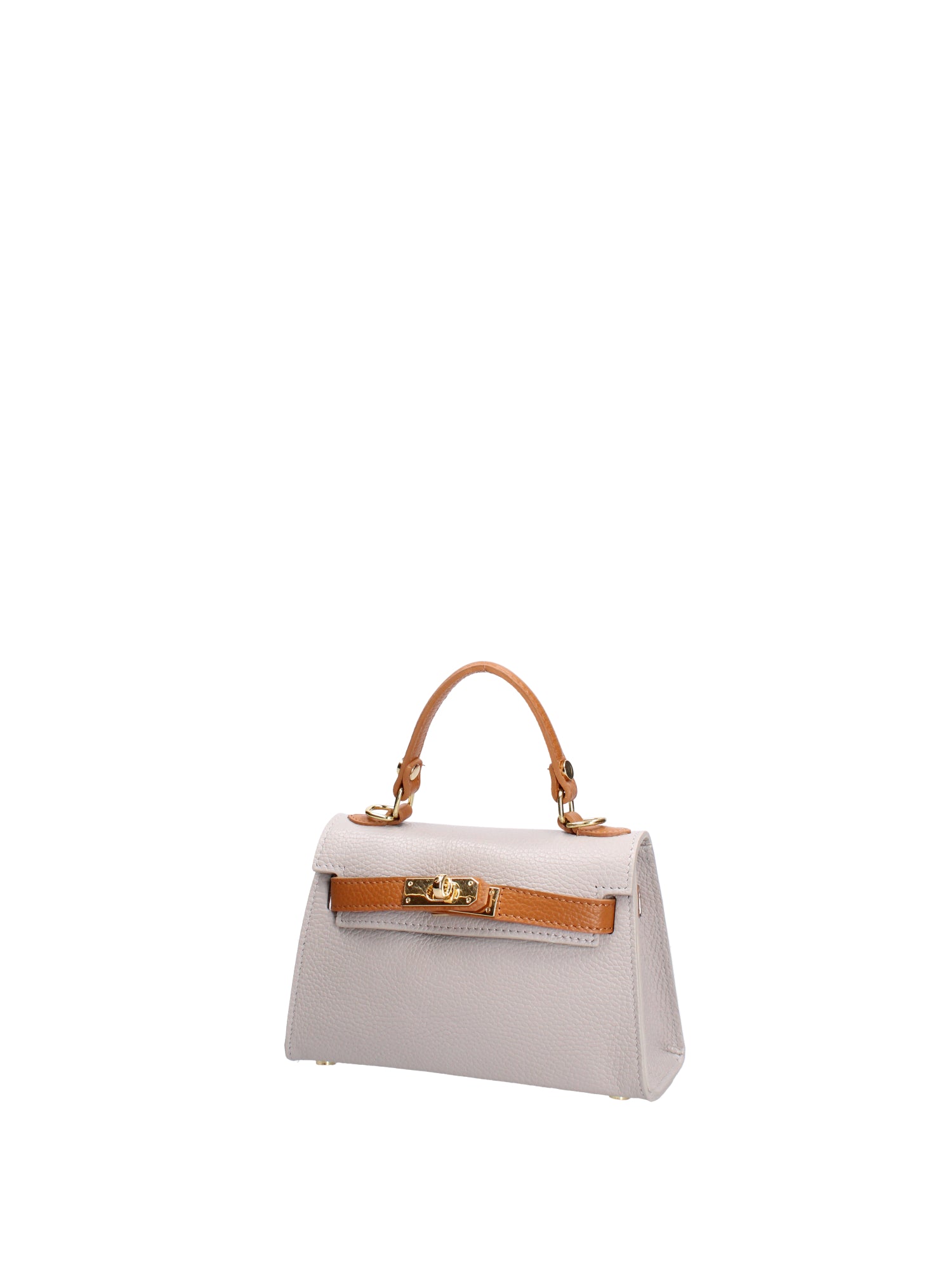 Borsa a mano da donna 100% vera pelle 07221-D86 GRIGIO CHIARO+D44 CUOIO Roberta Rossi