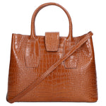 Letizia Borsa a mano da donna Pelle stampata croco 06542-CUOIO COGNAC Gave Lux