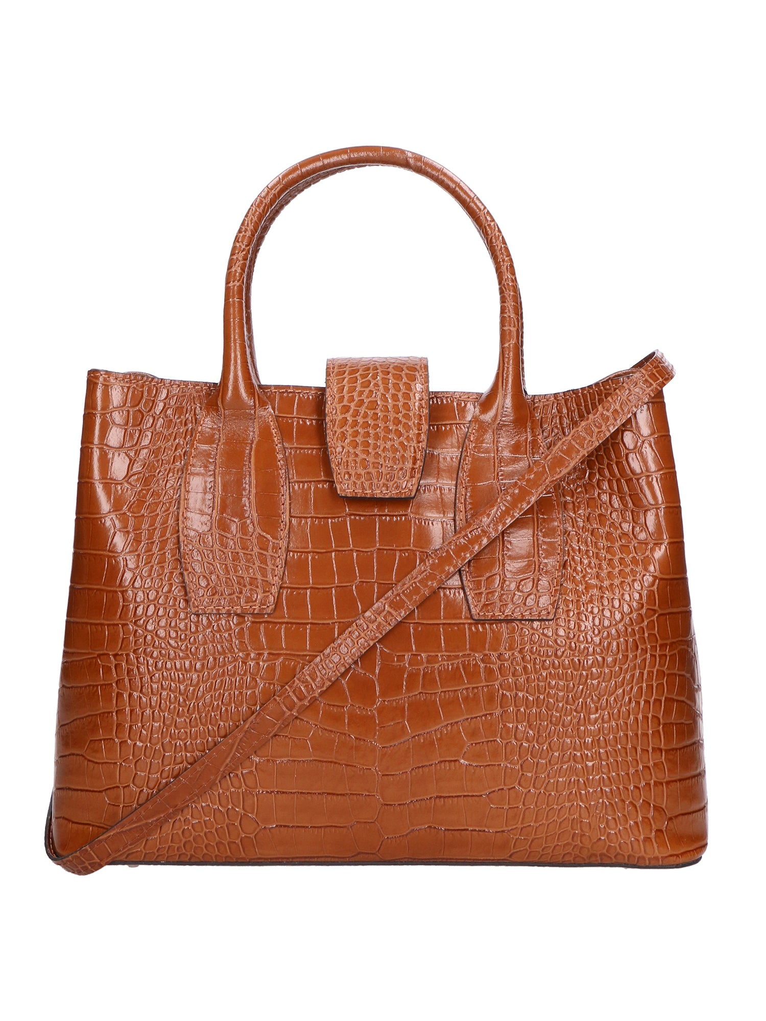Letizia Borsa a mano da donna Pelle stampata croco 06542-CUOIO COGNAC Gave Lux