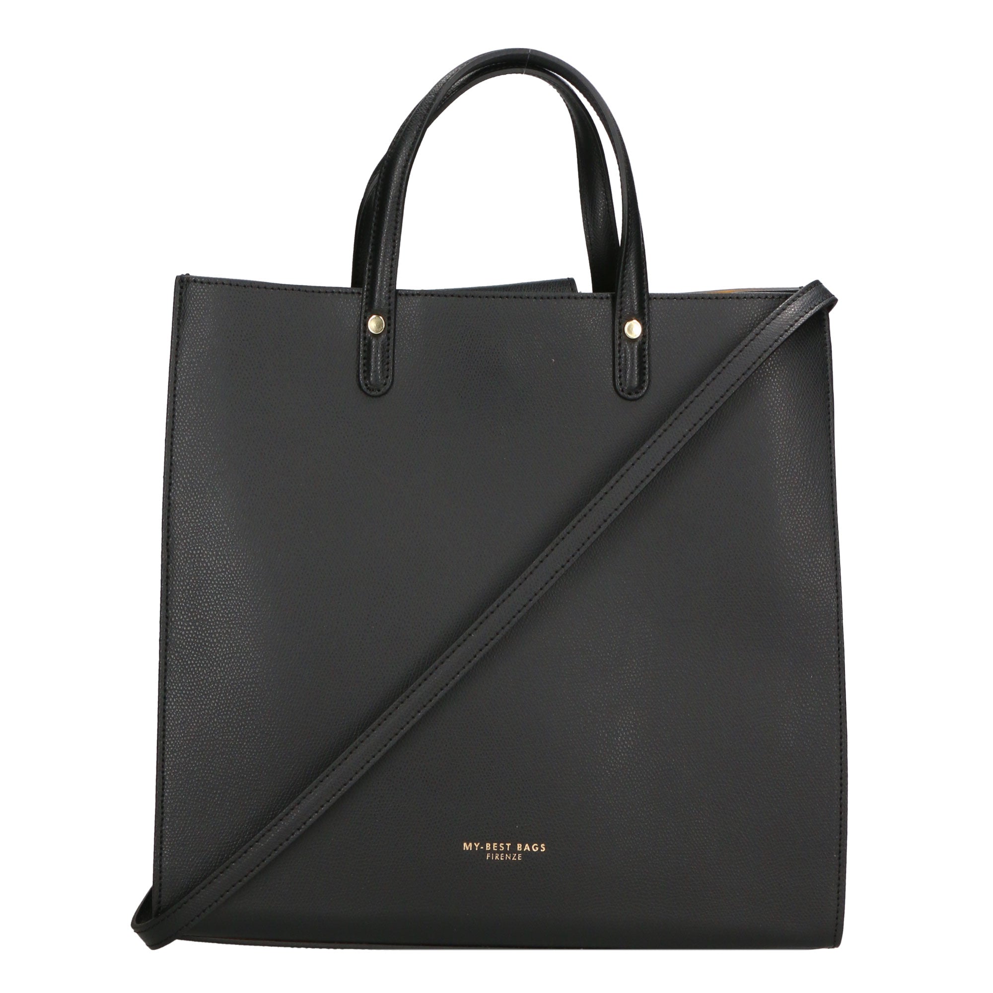 Borsa a mano da donna 100% pelle artigianale MYB-6015-FW-P 636 NERO BLACK My Best Bag
