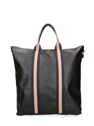 Varese Borsa a Mano in Vera Pelle Nero - Blu