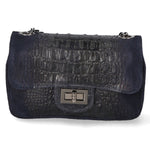 Camilla Borsa a tracolla da donna Pelle scamosciata croco 10029-BLEU Gave Lux