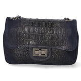 Camilla Borsa a tracolla da donna Pelle scamosciata croco 10029-BLEU Gave Lux