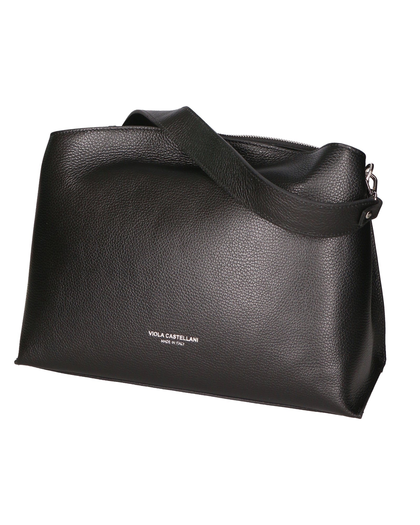 Borsa a spalla da donna Made in Italy Vera pelle 01101-D28 NERO Viola Castellani