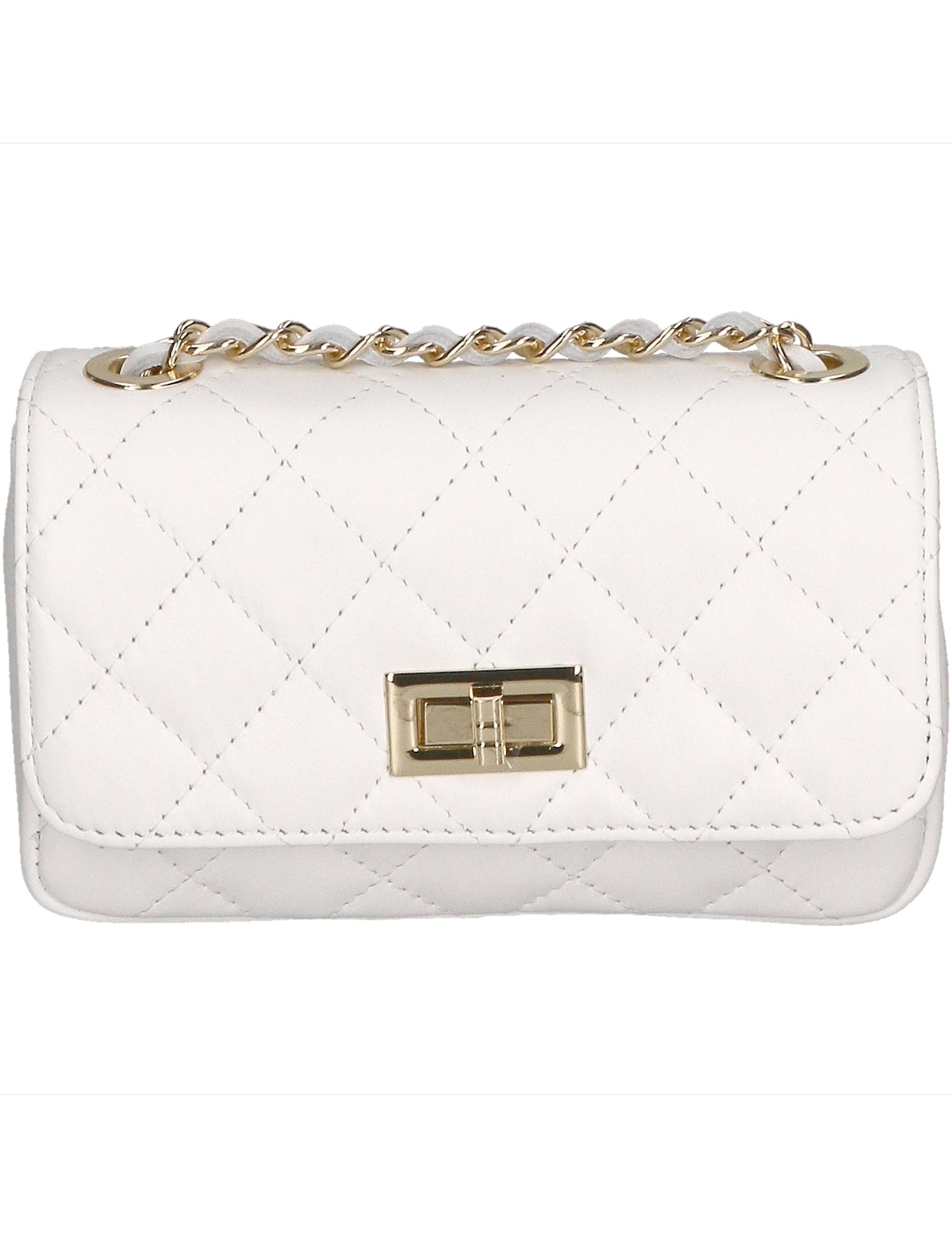 Carolina Borsa a spalla da donna Vera pelle 1073-S01 BIANCO Gave Lux