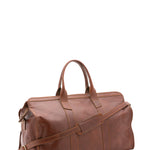 Borsa da viaggio unisex in vera pelle 100% cotone 4091-MARRONE Alessia Firenze