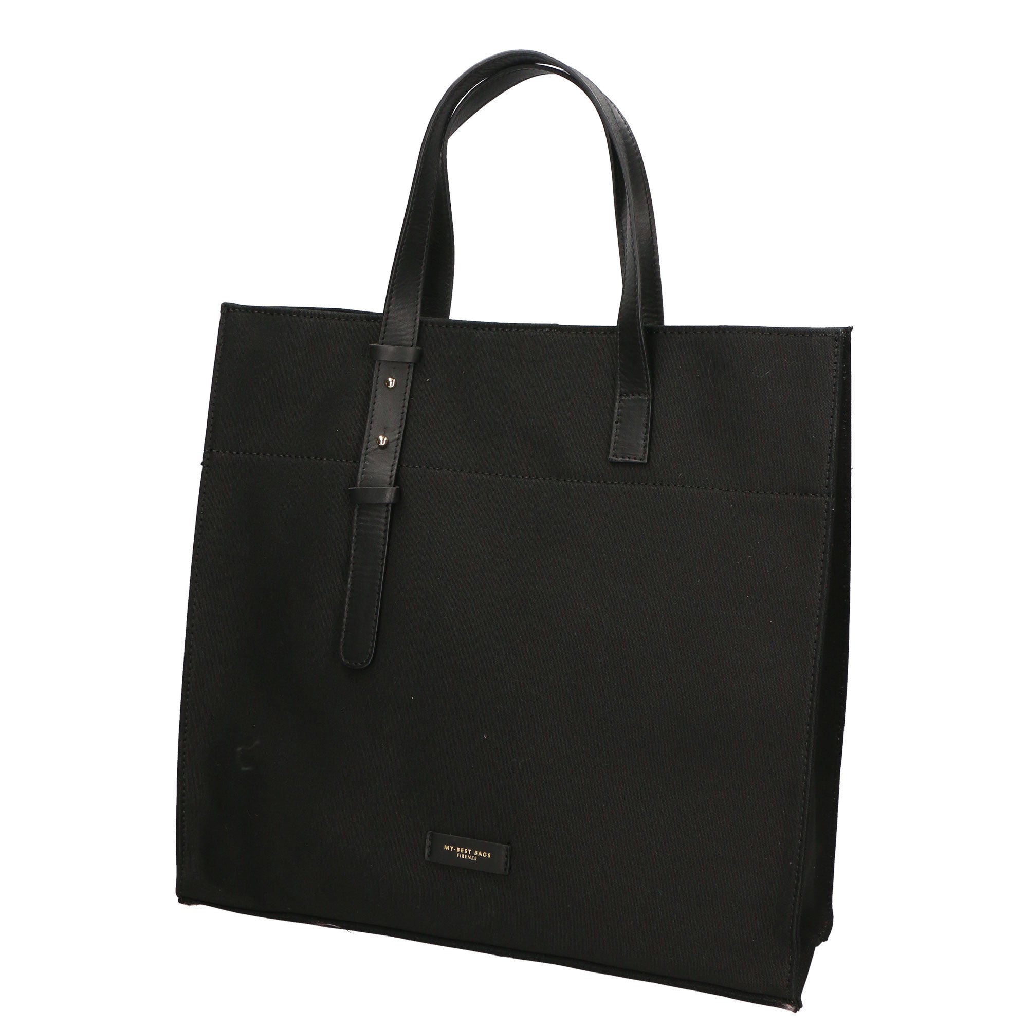 Borsa a mano da donna Vera pelle e cotone MYB-7037-SS-NERO My Best Bag