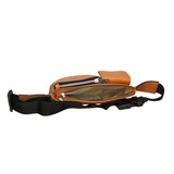 Aisha 04733-D44 CUOIO COGNAC Marsupio da donna in vera pelle + canvas Gave Lux