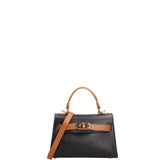 Borsa a mano da donna 100% vera pelle 07221-D28 NERO+D44 CUOIO Roberta Rossi