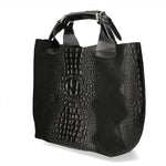 Eufemia Borsa a spalla da donna Pelle Croco Stampata 9007 1-NERO Gave Lux