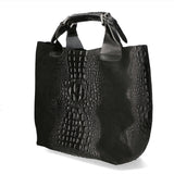 Eufemia Borsa a spalla da donna Pelle Croco Stampata 9007 1-NERO Gave Lux