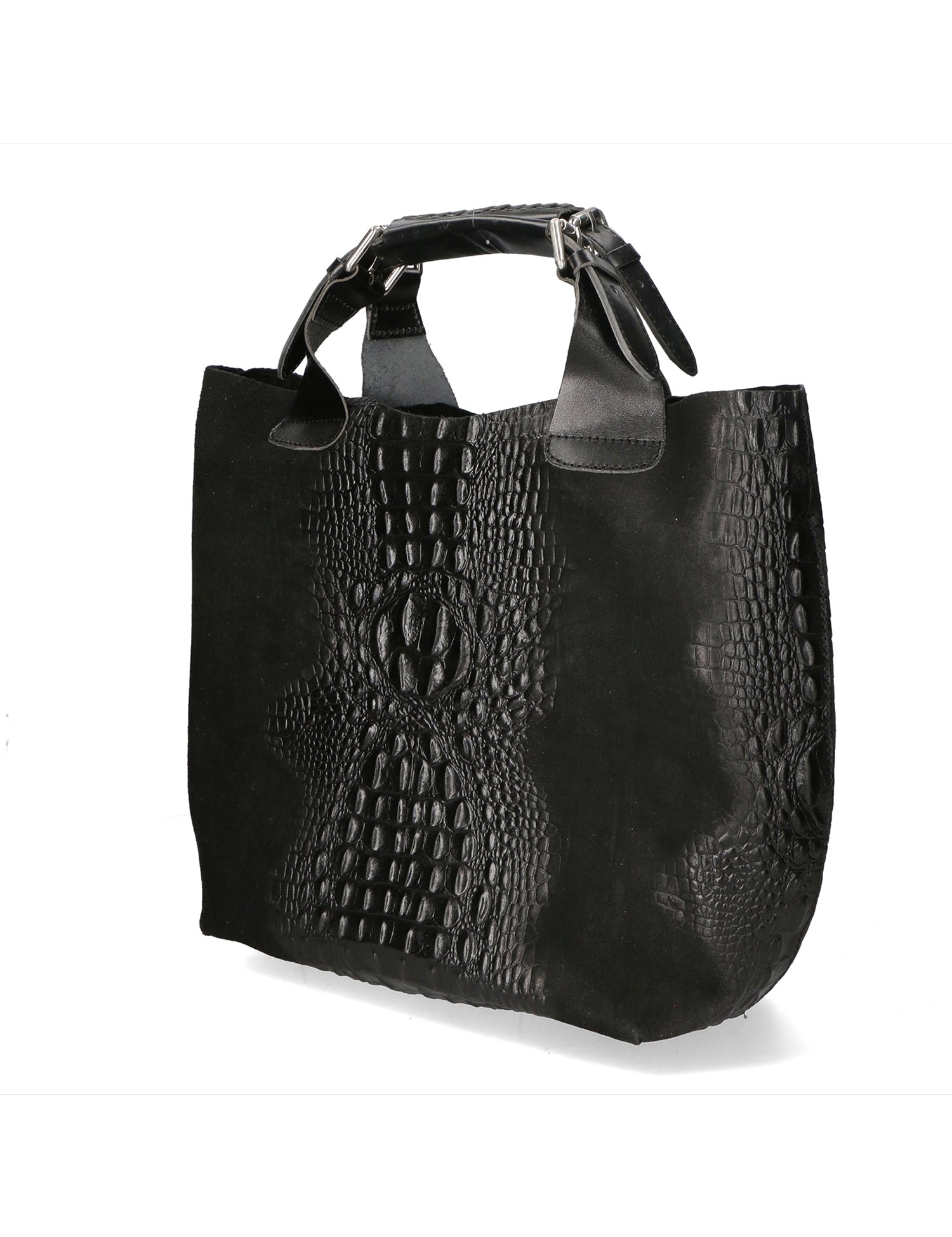Eufemia Borsa a spalla da donna Pelle Croco Stampata 9007 1-NERO Gave Lux