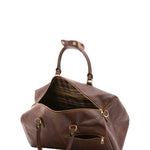 Borsa da viaggio unisex in vera pelle 100% cotone 4311-TESTA DI MORO Alessia Firenze