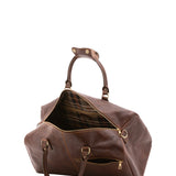 Borsa da viaggio unisex in vera pelle 100% cotone 4311-TESTA DI MORO Alessia Firenze