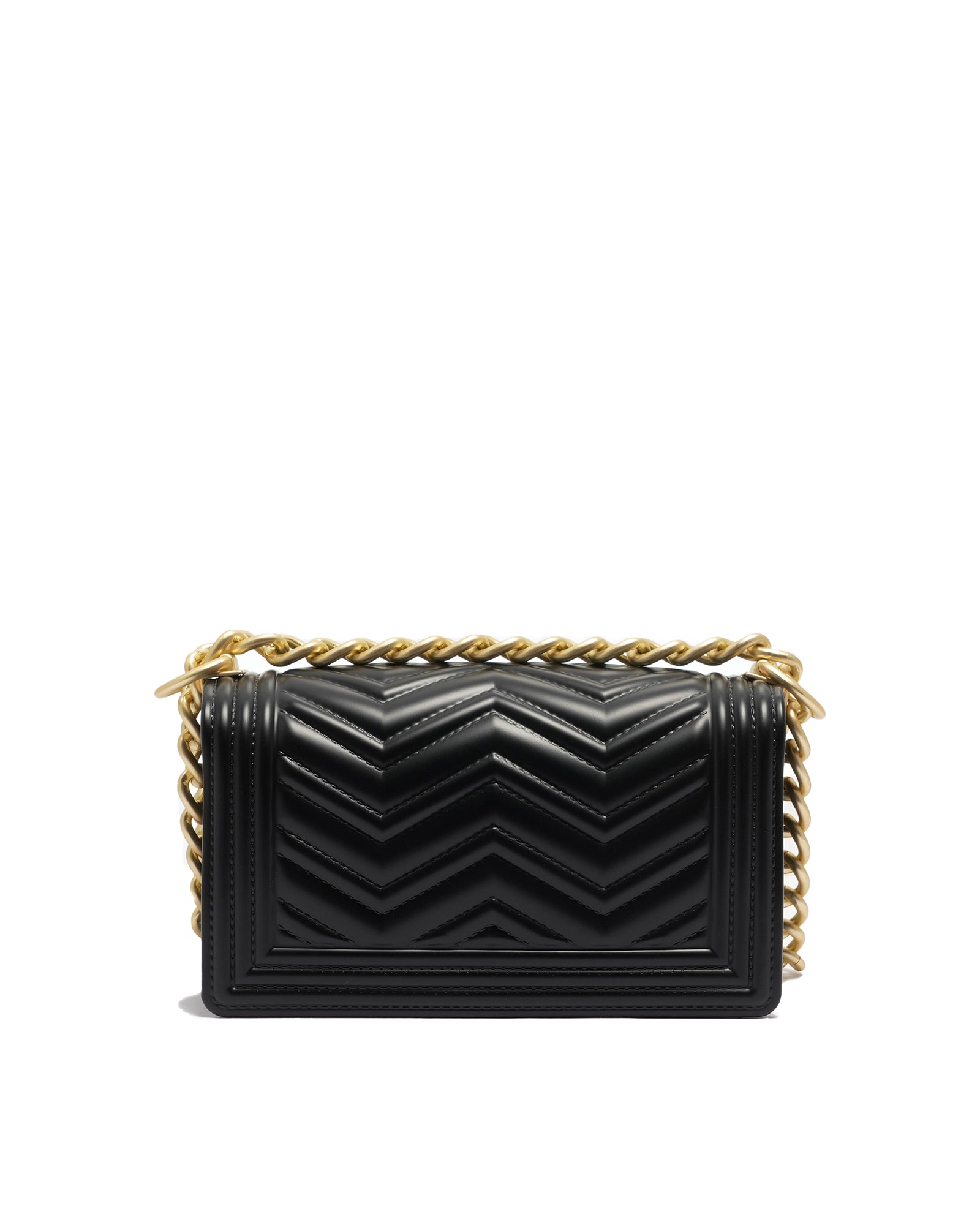 Borsa a mano da donna 100% Pvc FLAT XS MANHATTAN-BLACK + OFF GOLD Marc Ellis