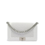 Borsa a mano da donna 100% Pvc FLAT M BALL-OFF BLANC + BRUSH SILVER Marc Ellis