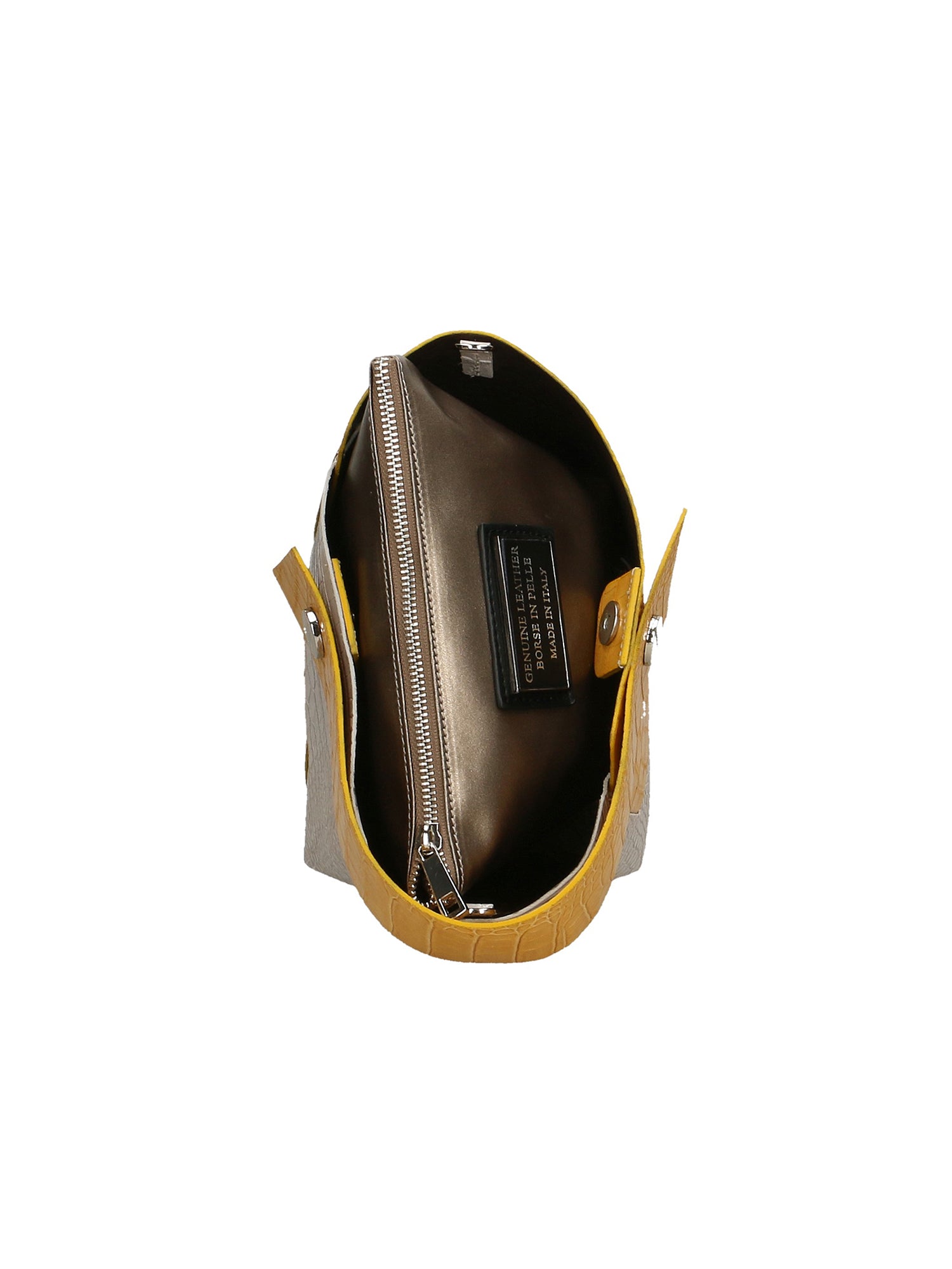 Ombretta Borsa a mano da donna Vera pelle 00643-C36+C16 SENAPE MUSTARD+GRIGIO GREY Gave Lux