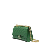 Borsa a mano da donna 100% Pvc FLAT RHOMBUS M-EMERALD GREEN + GOLD Marc Ellis