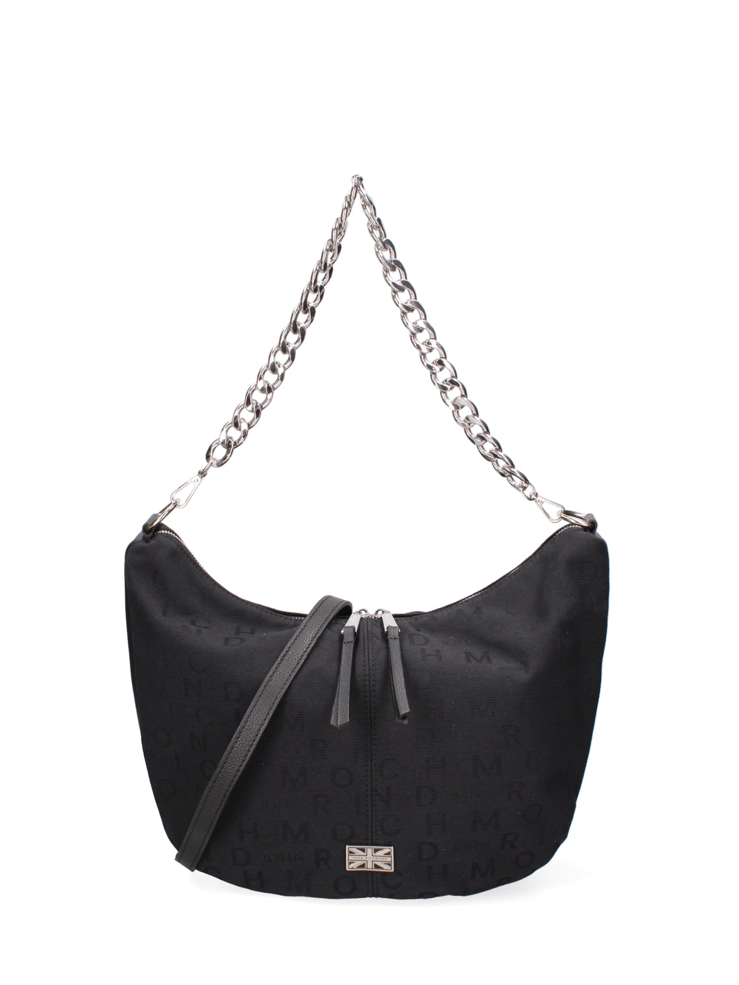 Borsa a spalla da donna 100% vera pelle JR-W-1118-TP-BLACK + SILVER John Richmond