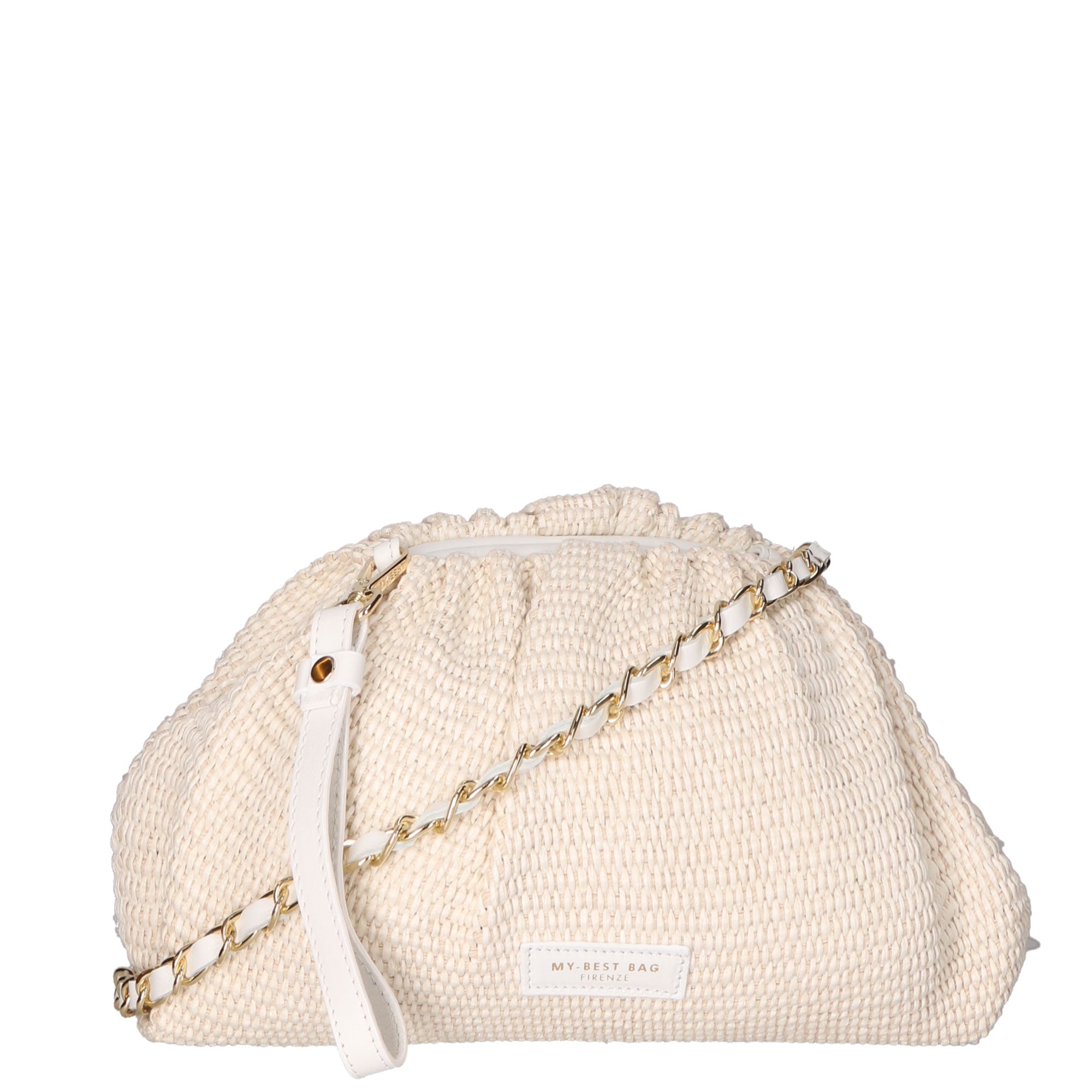 Borsa a tracolla da donna Paglia e pelle MYB-7011-SS-BIANCO My Best Bag